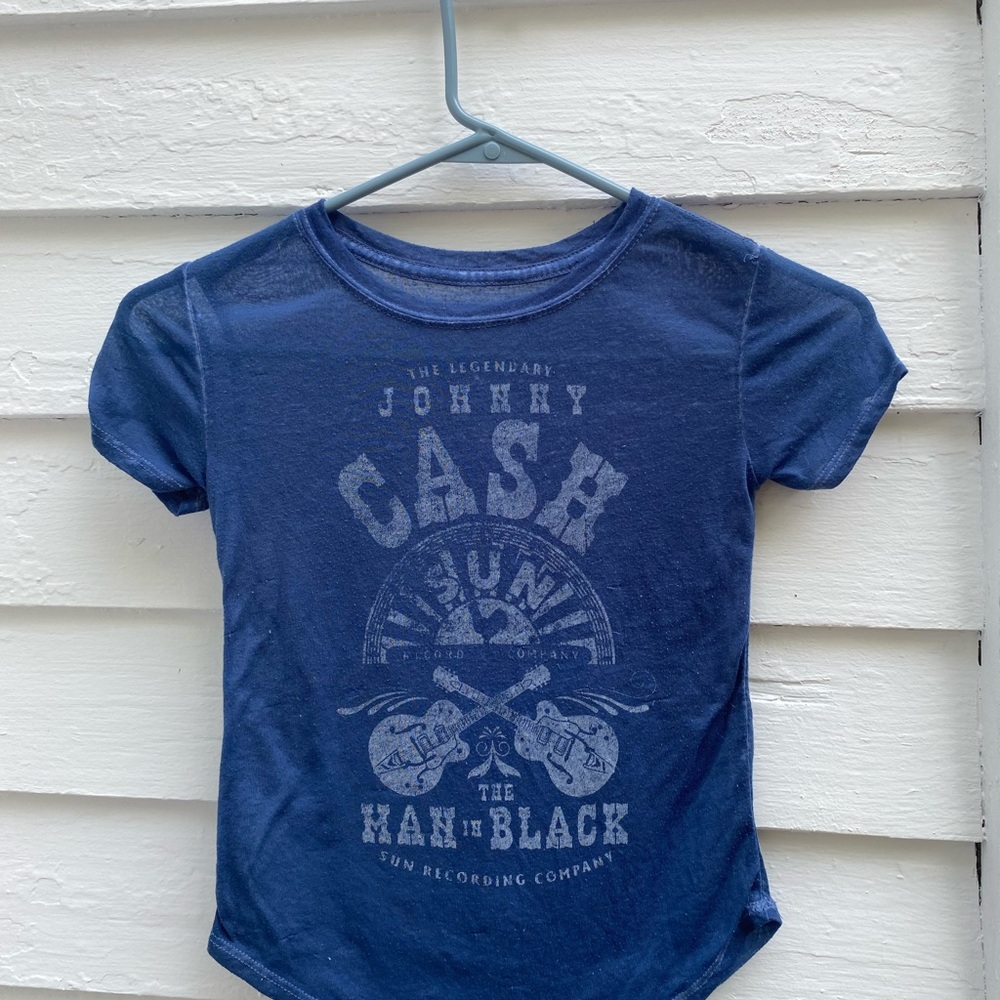 🏷️ Navy Blue Kids T-Shirt Johnny Cash The Man in Black 🤠🎸